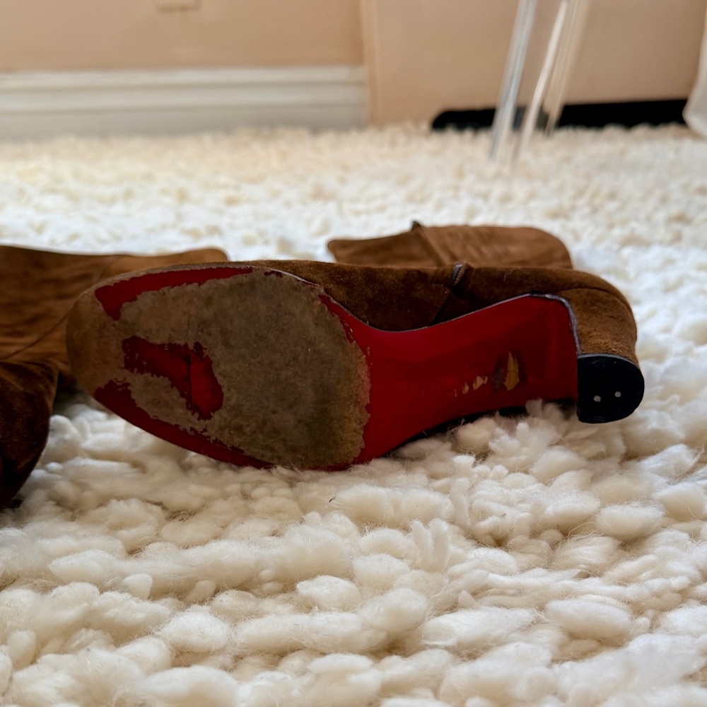 Christian Louboutin Brown Suede Heeled Boots - Picture 7 of 12